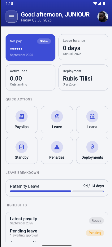 Employee self-service mobile app
